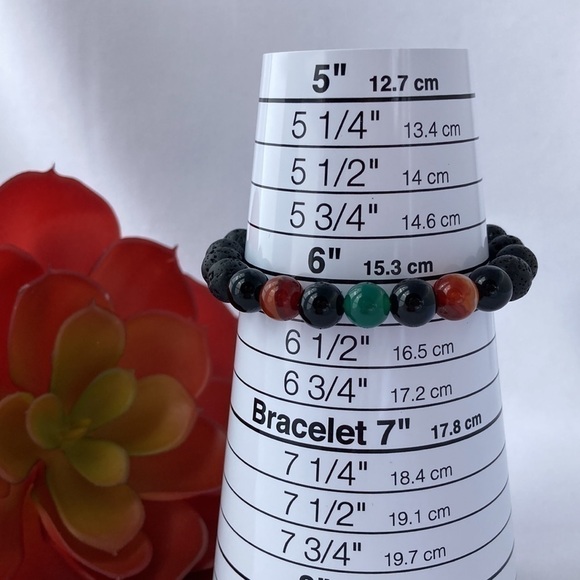 STRETCH Bracelet with Agate and Lava  Stones - Picture 4 of 9